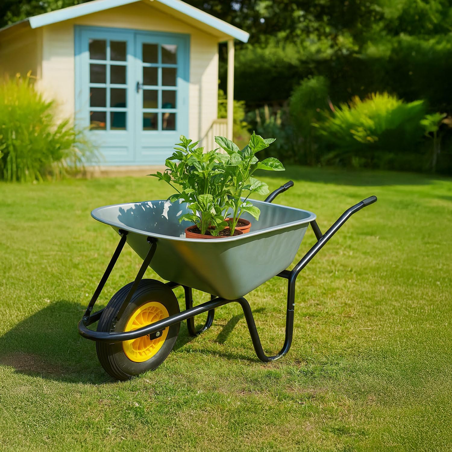 Neo 120L Large Heavy Duty Solid Wheelbarrow Wheel Barrow Garden Trolley Tyre