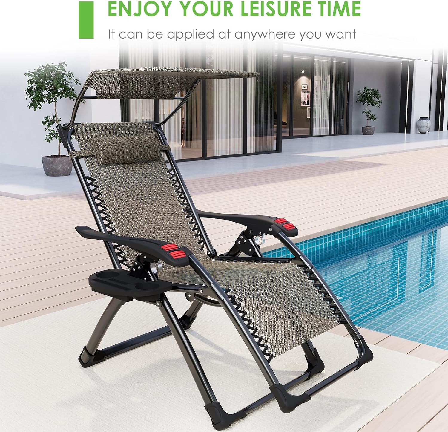 ATORPOK SHOP Zero Gravity Chair with Canopy Shade, Patio Folding Lounge Recliners, Anti Grav