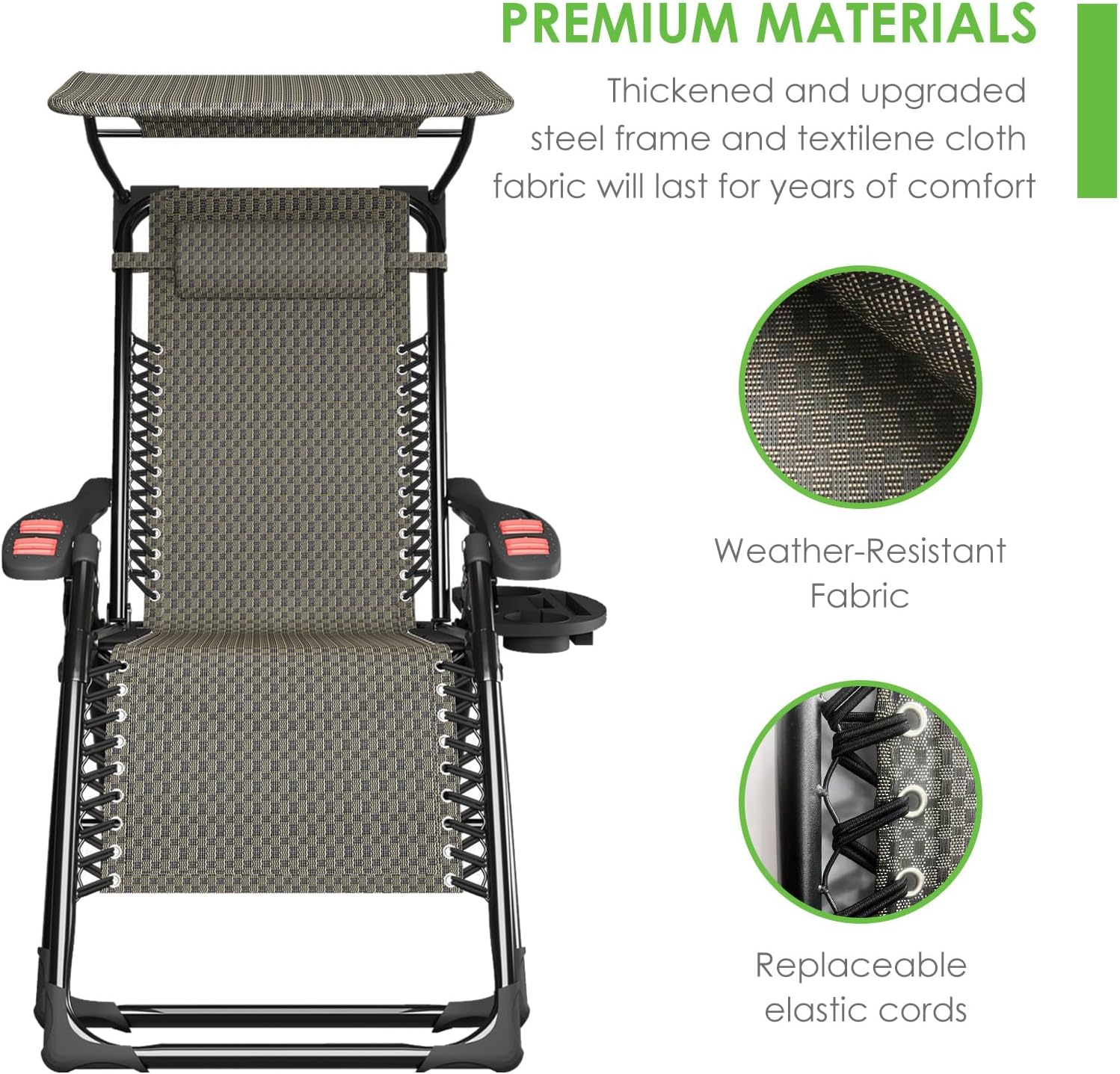 ATORPOK SHOP Zero Gravity Chair with Canopy Shade, Patio Folding Lounge Recliners, Anti Grav