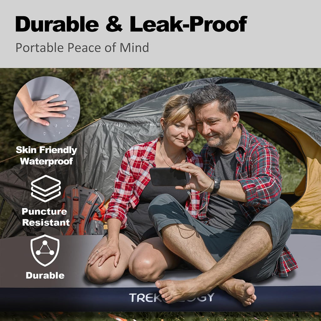 TREKOLOGY Air Mattress with Rapid DC Pump – Durable, Leak-Proof Airbed for Home & Outdoor Use – Compact, Portable, Inflates in 1.5 Minutes – Comfort for Camping, Travel & Guest