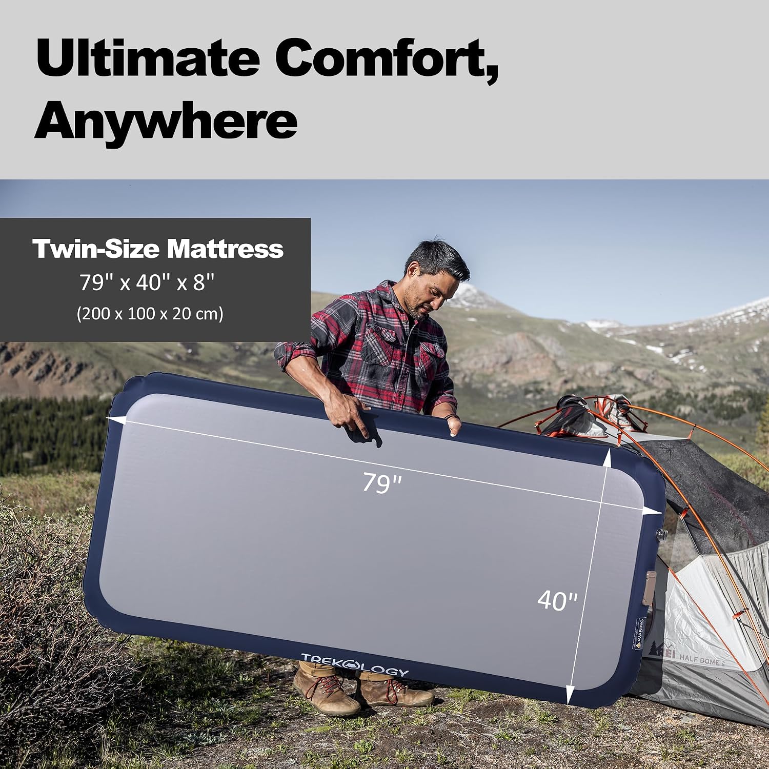 TREKOLOGY Air Mattress with Rapid DC Pump – Durable, Leak-Proof Airbed for Home & Outdoor Use – Compact, Portable, Inflates in 1.5 Minutes – Comfort for Camping, Travel & Guest
