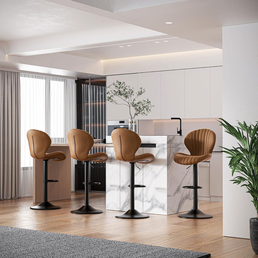 Hawthyhome Bar Stools Set of 2 Backrest Kitchen Bar stools Brown