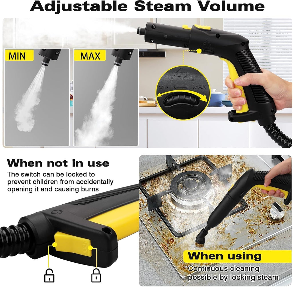 Steam Cleaner, Steamer for Cleaning with 26 Accessories, Steam Cleaner for Home with 5M Extra-Long Power Cord for Home Floor Cleaning, Tile Detailing, Grout, Upholstery