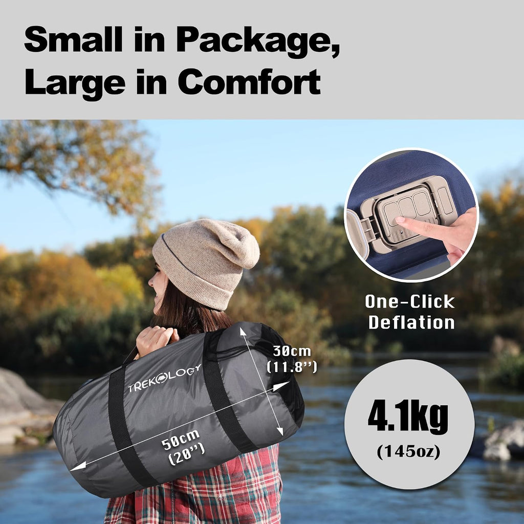 TREKOLOGY Air Mattress with Rapid DC Pump – Durable, Leak-Proof Airbed for Home & Outdoor Use – Compact, Portable, Inflates in 1.5 Minutes – Comfort for Camping, Travel & Guest