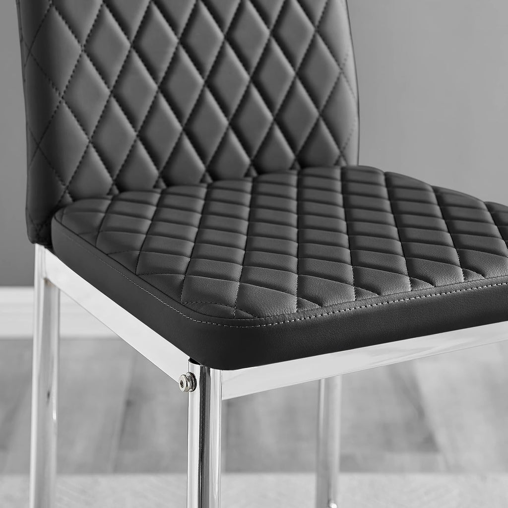 2X MILAN BLACK FAUX LEATHER COUNTER STOOLS BLACK