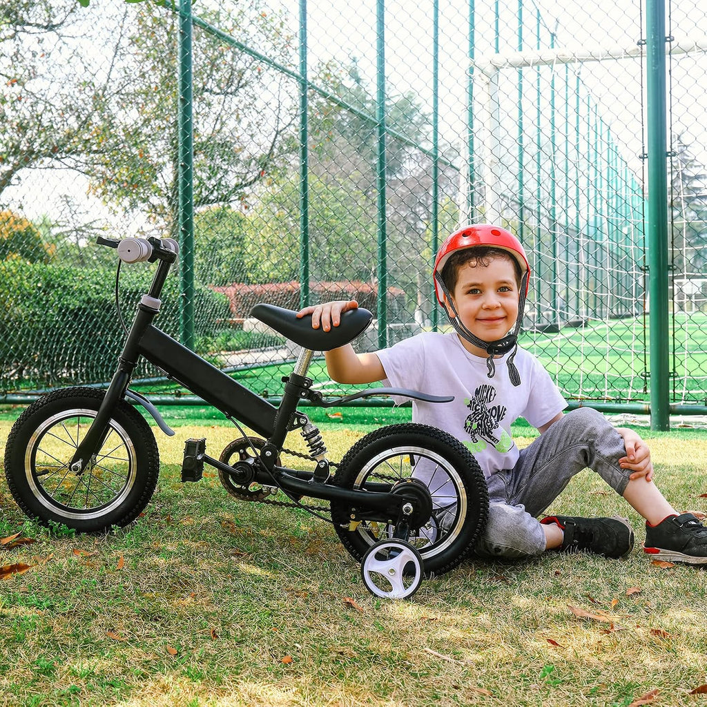 YBIKE 2 in 1 Balance Bike, 12 14 Inch Kids Bike, Suitable for 2-7 Years Old, Kids' Balance Bike with Pedal, Shock Absorber, Fenders, Brakes, 4 Colors Training Bike