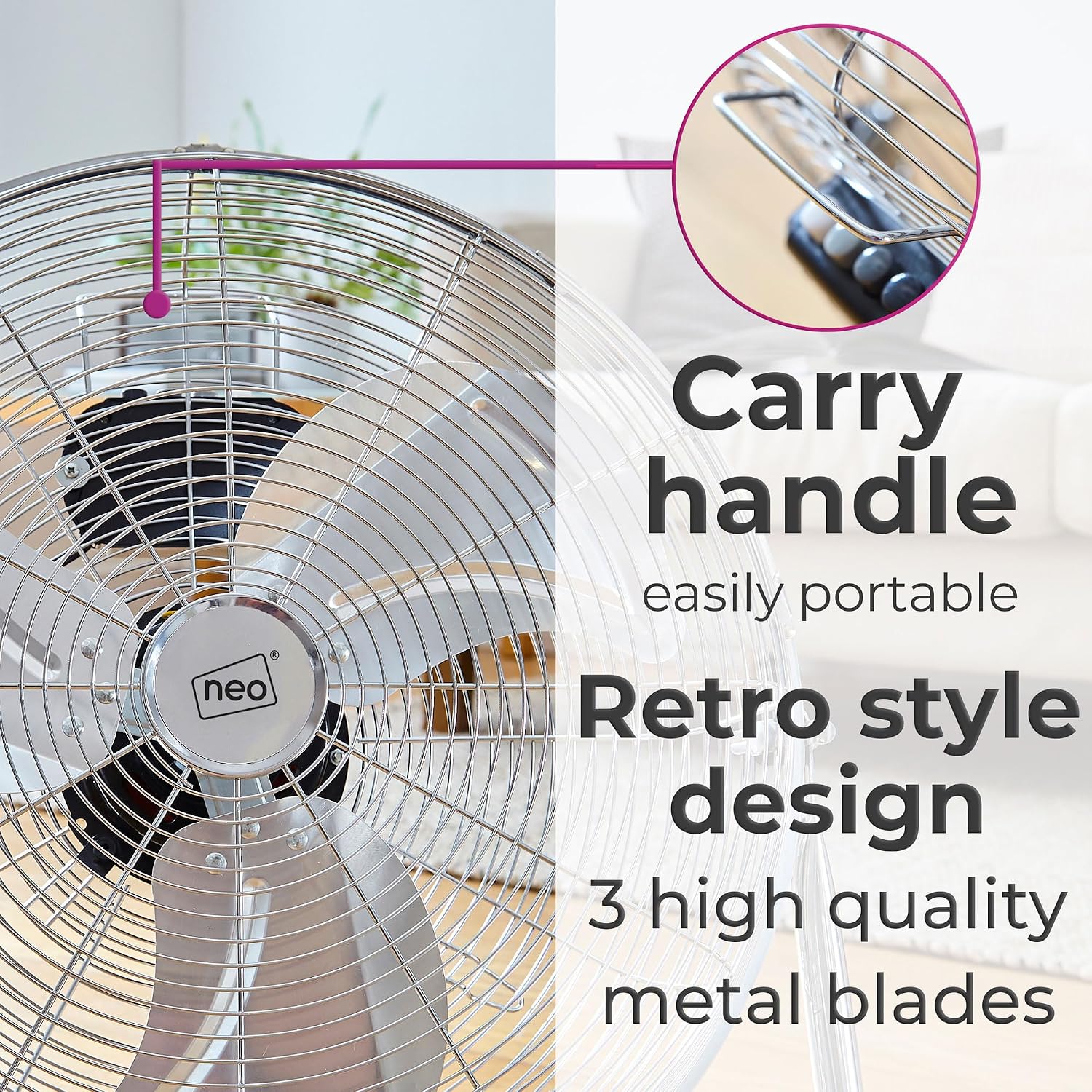 Neo High Velocity Quiet Portable Steel Metal Floor Standing Freestanding Industrial Gym Cooling Fan 3 Speeds