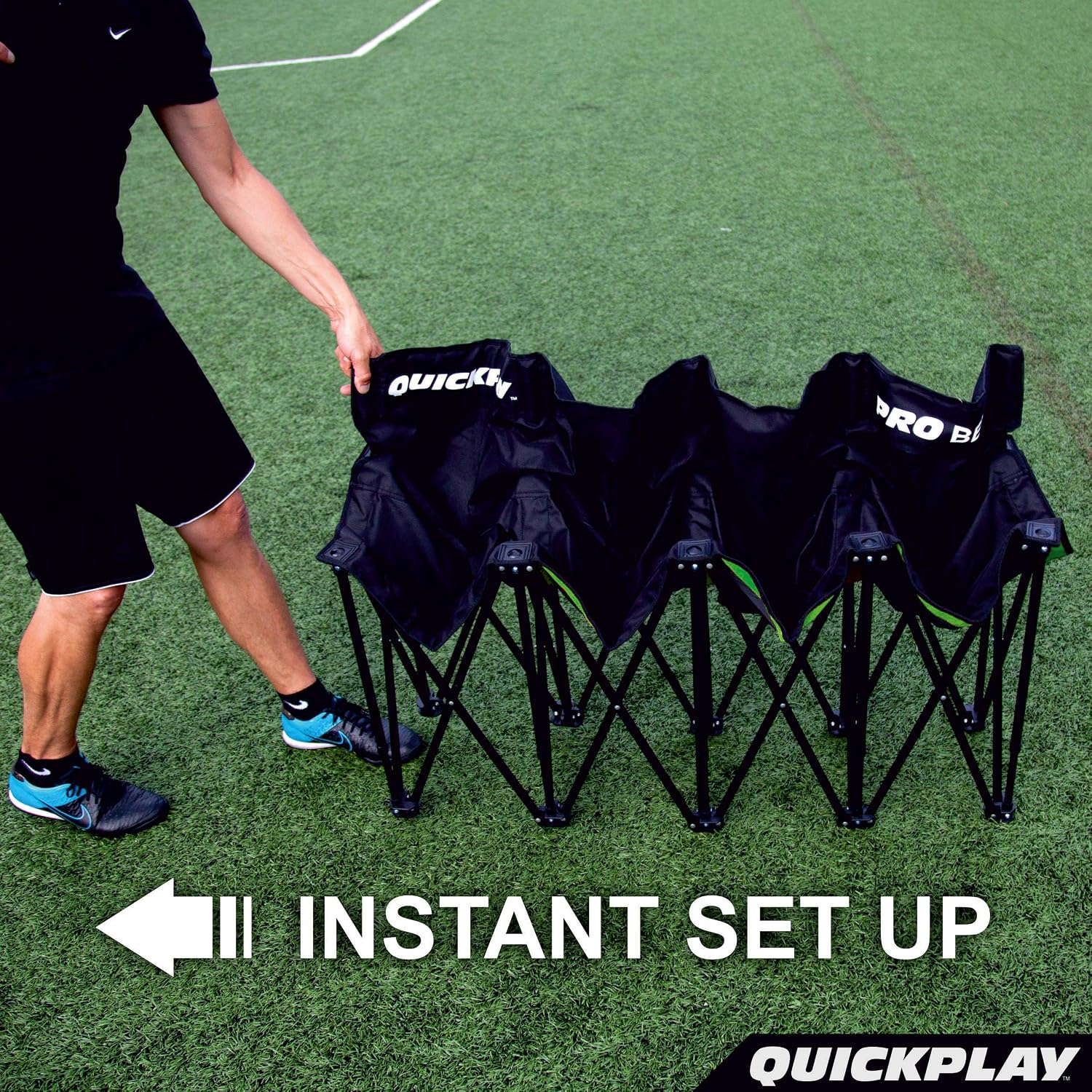 QUICKPLAY PRO Portable Folding Bench Range – 2, 4, 6, 9 Seats & 6-Seat Shelter | Quick Easy Setup, Heavy-Duty, Foldable Sports Bench with Carry Bag  Weatherproof 6 Seats