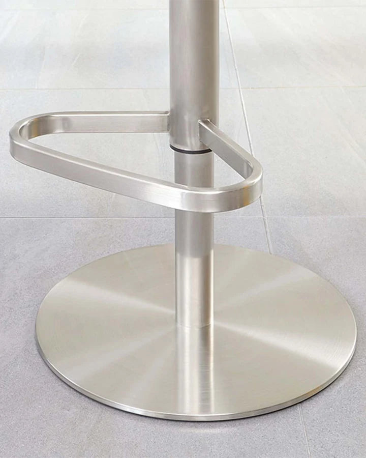 Lumos Dark Grey Faux Leather Stainless Steel Gas Lift Bar Stool