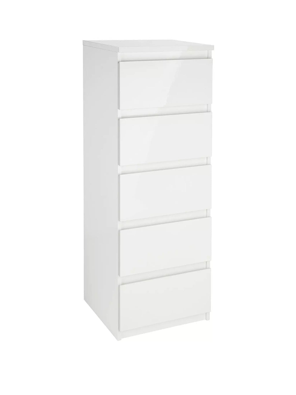 Layton Gloss 5 Drawer Narrow Chest - White - FSC® Certified