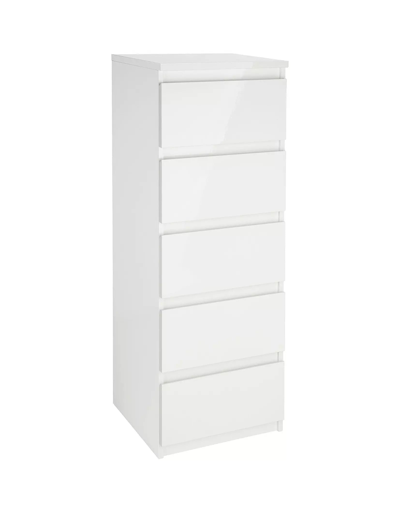 Layton Gloss 5 Drawer Narrow Chest - White - FSC® Certified
