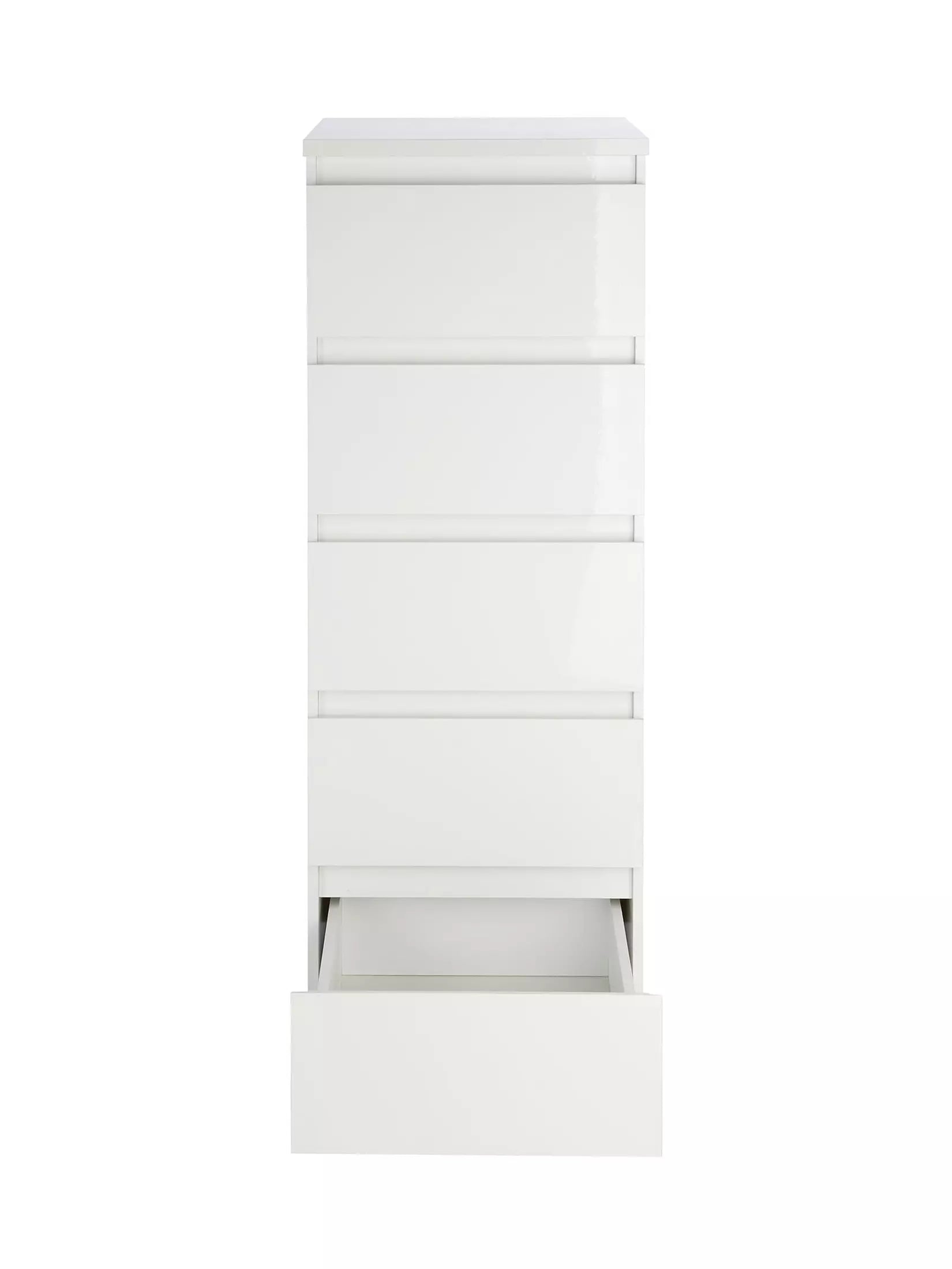 Layton Gloss 5 Drawer Narrow Chest - White - FSC® Certified