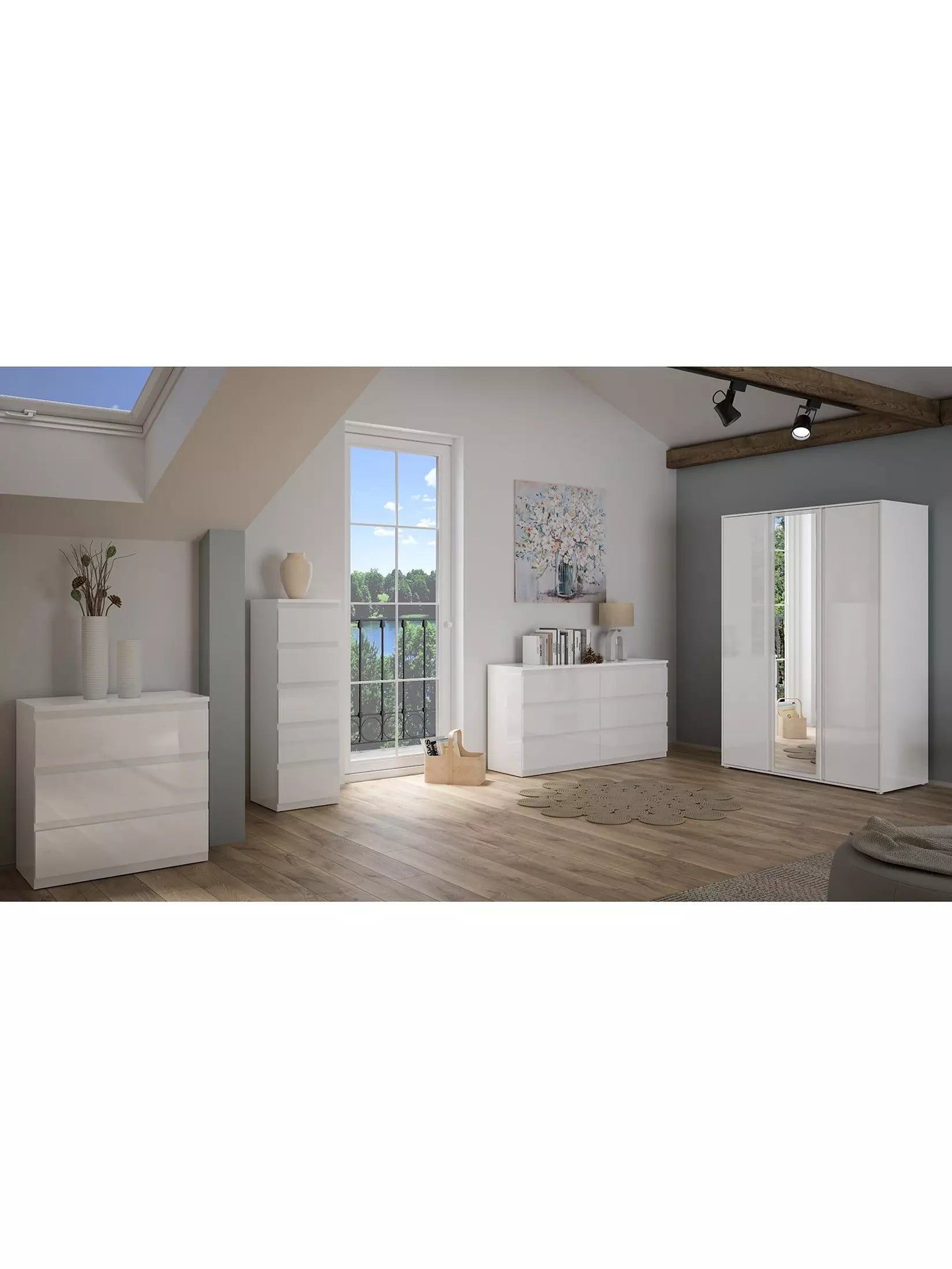 Layton Gloss 5 Drawer Narrow Chest - White - FSC® Certified