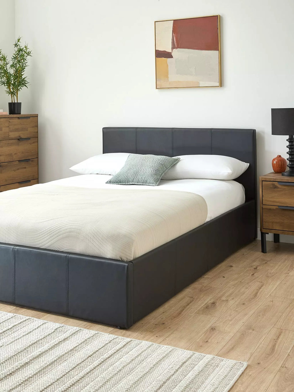 Marston Faux Leather Side Lift Up Storage Ottoman Bed with Mattress Options (Buy and SAVE!) - Black - FSC® Certified