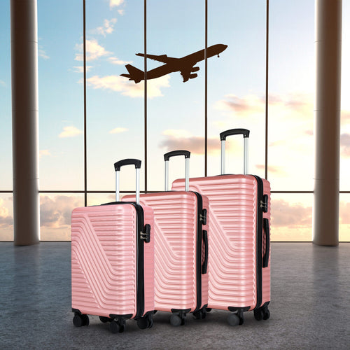 3-Piece Rose Gold Hard Shell Luggage Set – 20”/24”/28” Suitcases