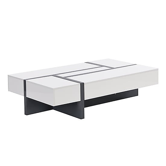 BRAND NEW BOXED STORM COFFEE TABLE IN GREY AND WHITE HIGH GLOSS WITH 4 DRAWERS