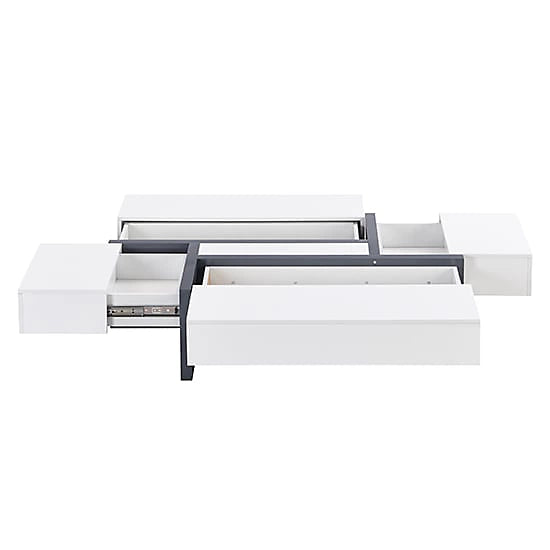 BRAND NEW BOXED STORM COFFEE TABLE IN GREY AND WHITE HIGH GLOSS WITH 4 DRAWERS